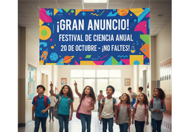 A large, vibrant vinyl banner for a business grand opening event